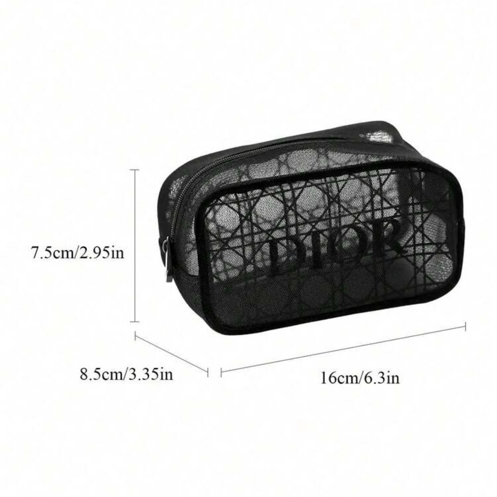 Dior Black Mesh Zipper Pouch
